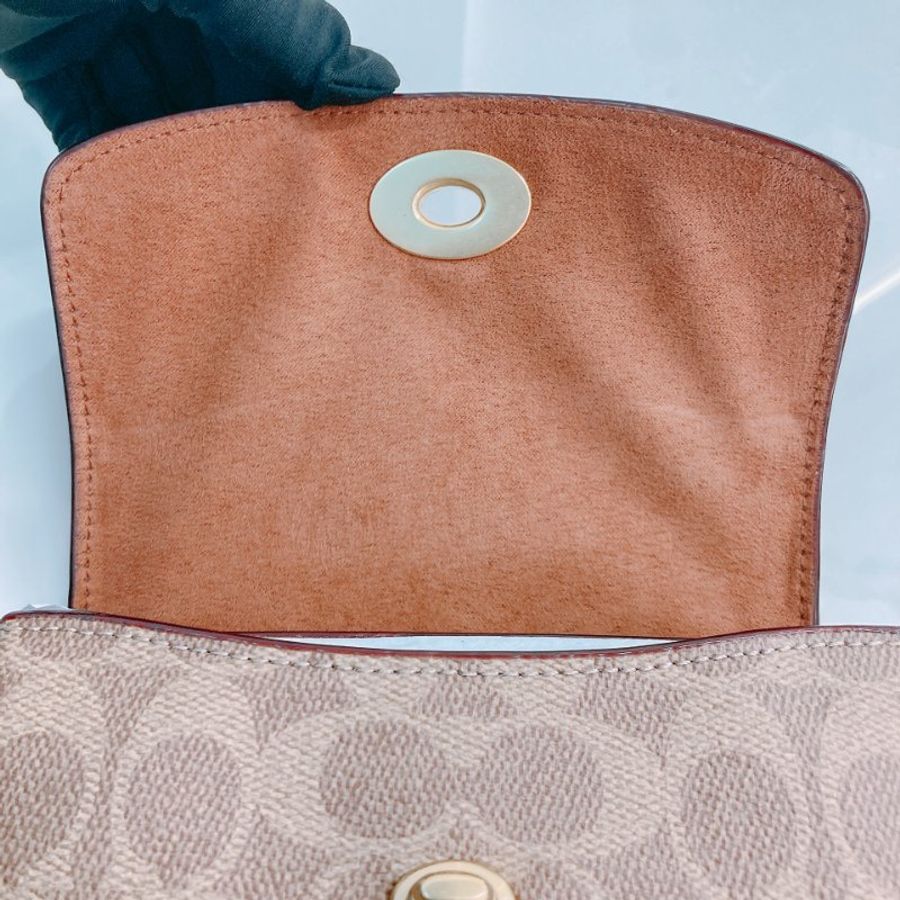MS0663 Coach Cassie 17 Signature 3-Way Bag Canvas and Calfskin Tan x GHW-13