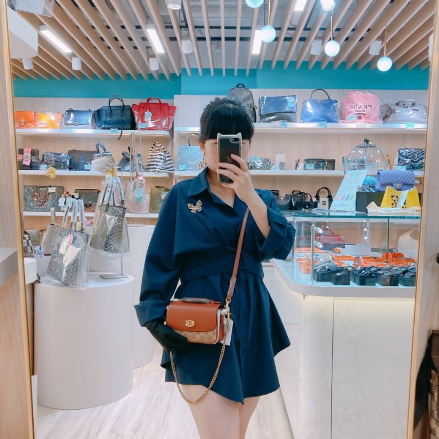 MS0663 Coach Cassie 17 Signature 3-Way Bag Canvas and Calfskin Tan x GHW-20