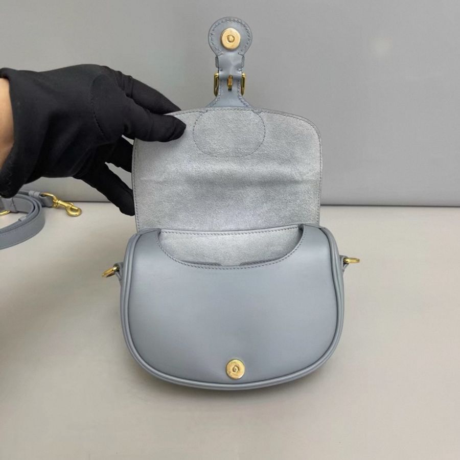 Dior迪奧Bobby小號霧霾藍全皮單肩斜挎包-6