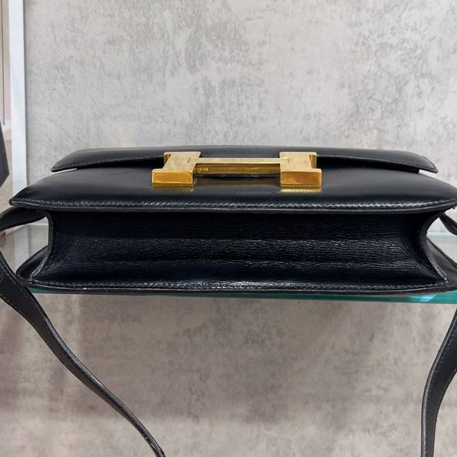 Hermes 愛馬仕 黑金全皮24公分康康包-2