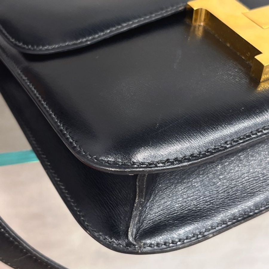 Hermes 愛馬仕 黑金全皮24公分康康包-4