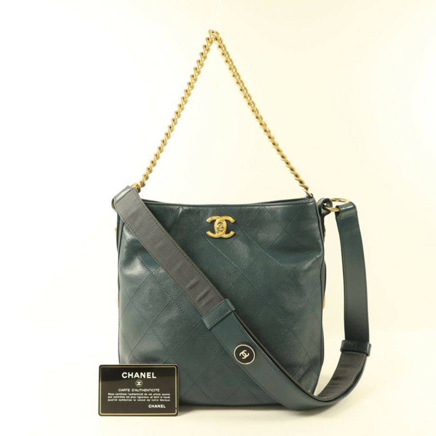CHANEL 牛皮皮革Hobo Bag手挽肩背兩用袋-9