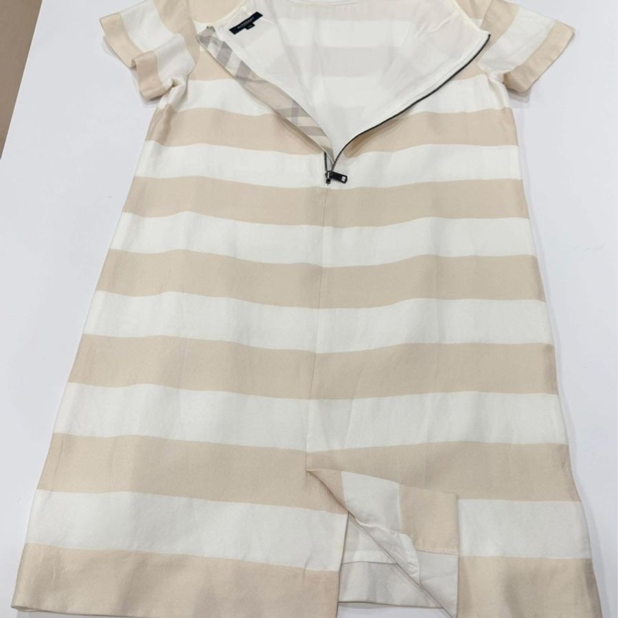 BURBERRY 倫敦 橫條拉鏈格紋洋裝-7