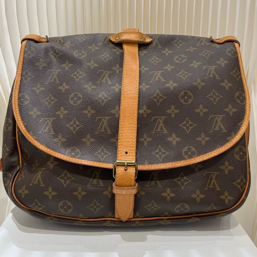 Lv/路易威登 經典Logo印花郵差包斜挎單肩包 男款 33*25*25-0