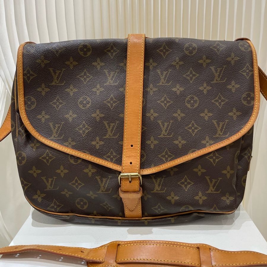 Lv/路易威登 經典Logo印花郵差包斜挎單肩包 男款 33*25*25-1