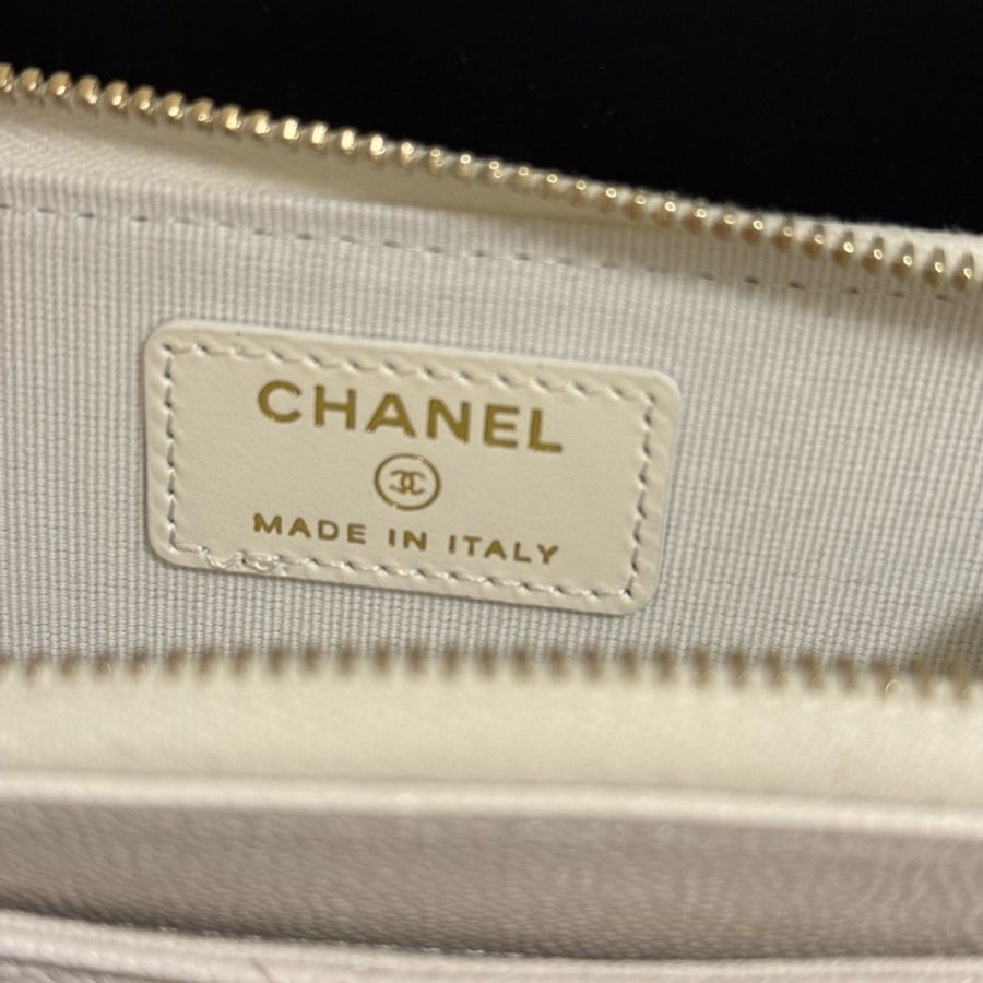 Chanel 經典藍灰拉鏈卡夾零錢包-4