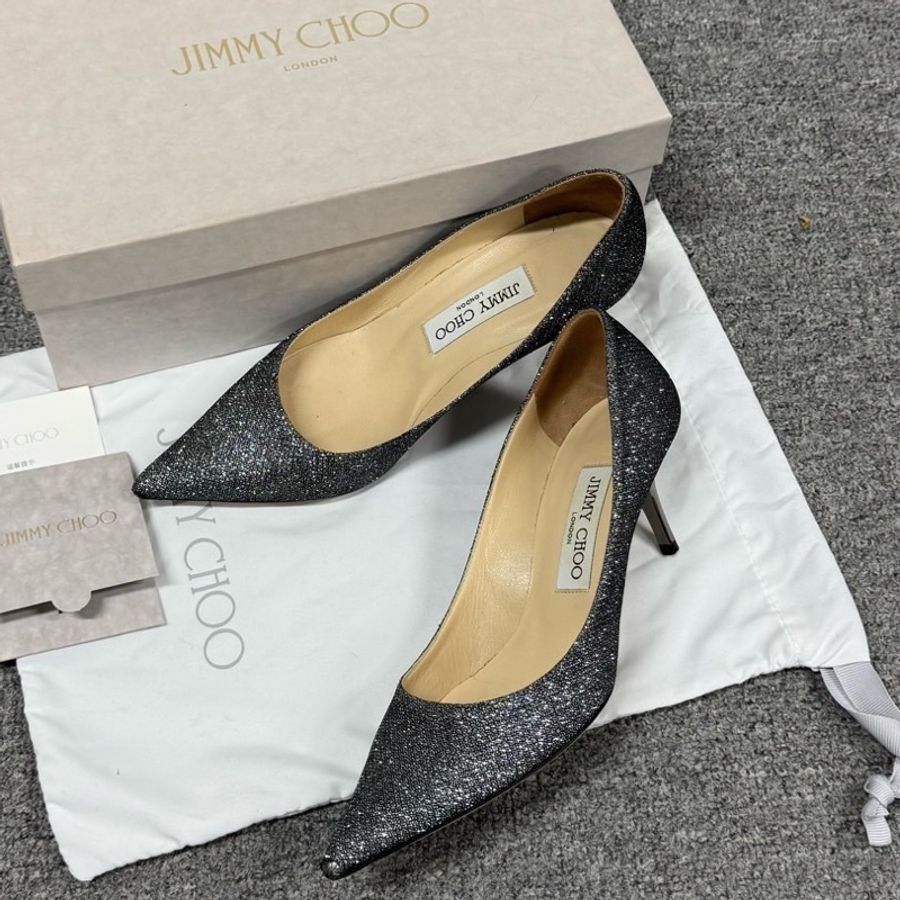 Jimmy Choo 閃粉 高跟鞋 36.5碼 附件:塵袋+盒-0