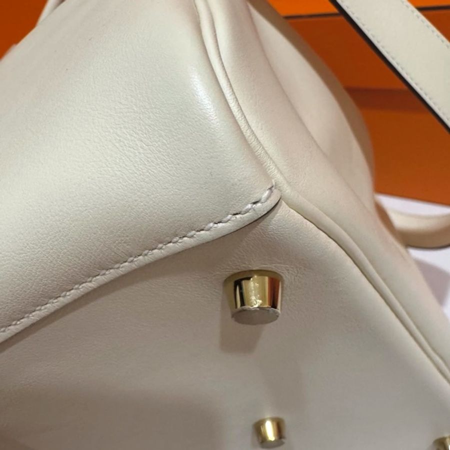 Hermes Lindy26 Swift皮 奶油白金釦 🤍B刻 台灣購證正本-6