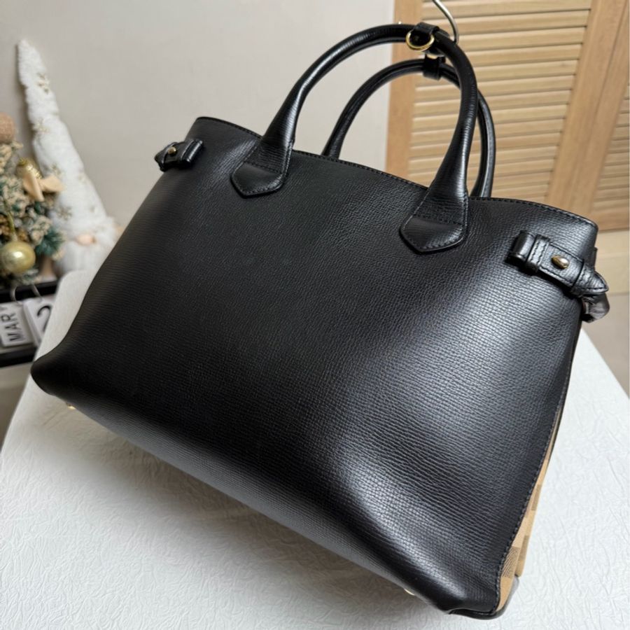 Burberry博柏利 黑色 班納托特包 手提單肩斜挎包 缺肩帶-4