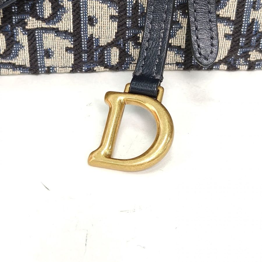DIOR SADDLE馬鞍鏈條WOC22厚款墨藍色帆布金扣2022印花-4