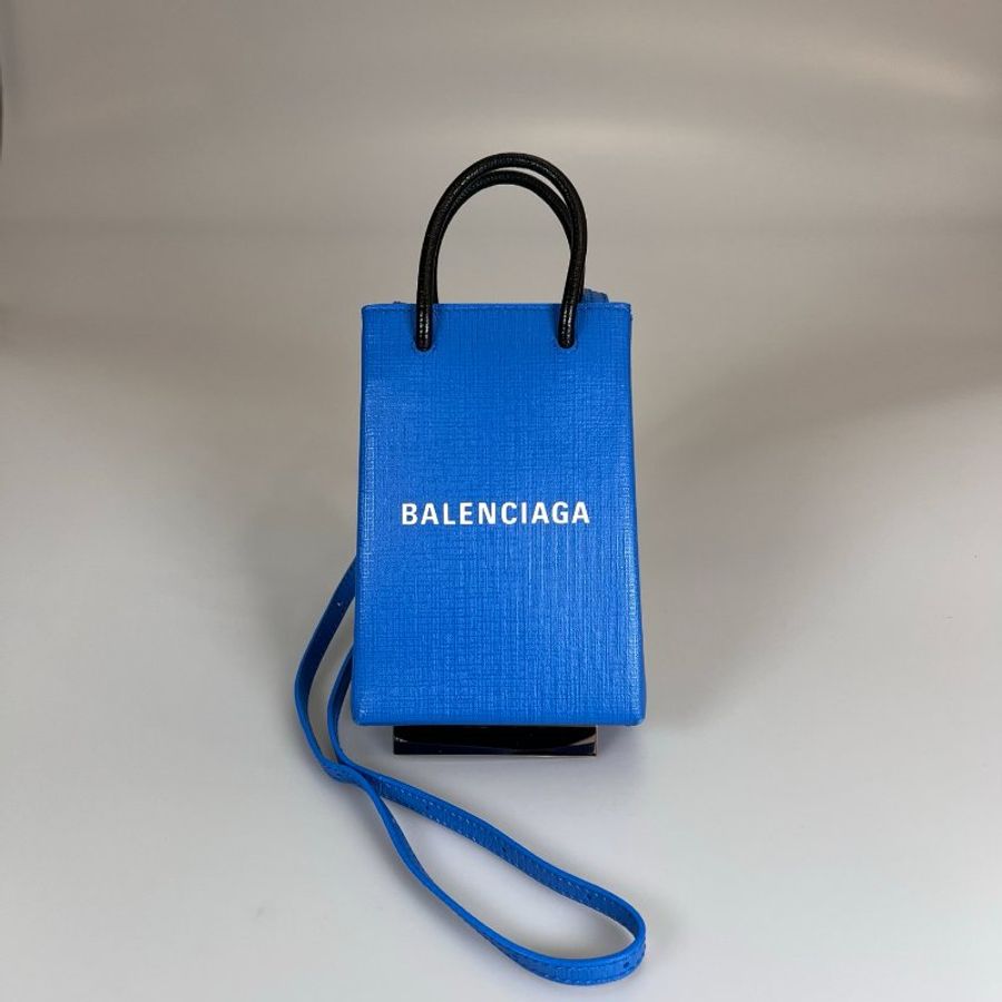 BALENCIAGA 藍拚黑手機包-1