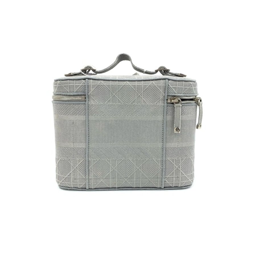 Dior 灰色 Travel Vanity 藤格紋 刺繡 帆布 大號 化妝包-1