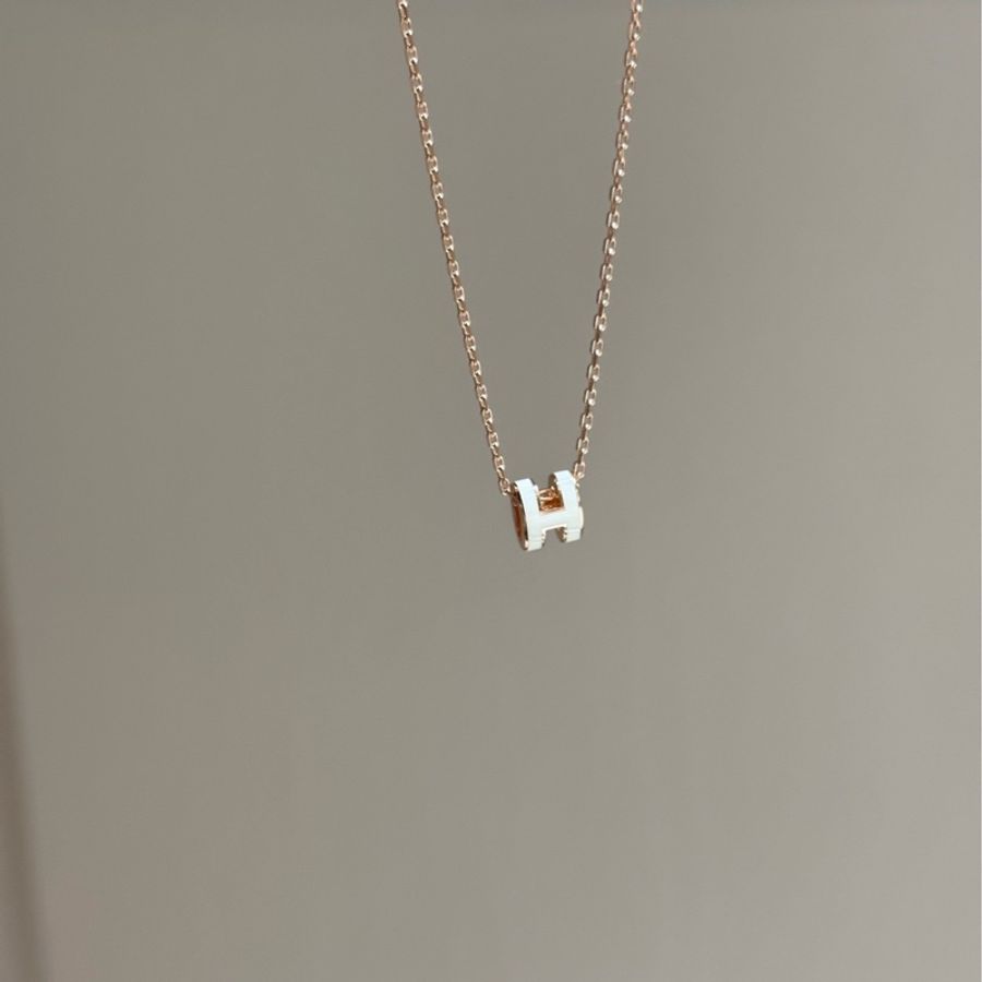 Hermes 愛馬仕mini pop 白色玫瑰金項鍊 全新-2