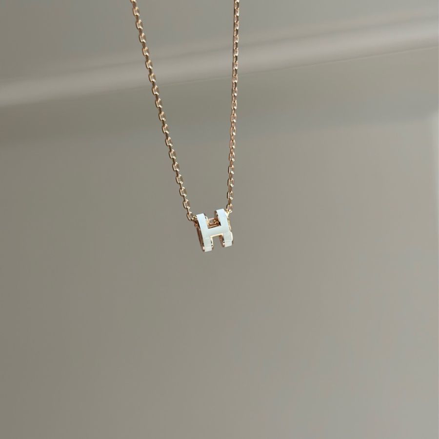 Hermes 愛馬仕mini pop 白色玫瑰金項鍊 全新-4