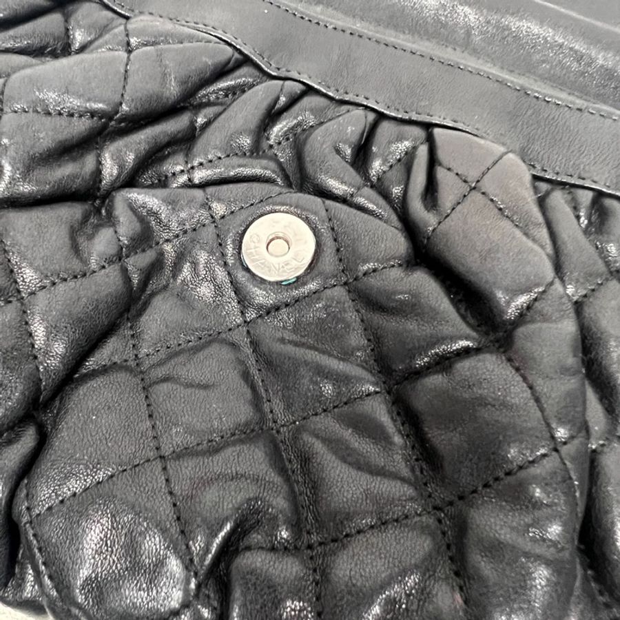 Chanel • 稀有黑銀牛皮滾邊鏈條南瓜包-7