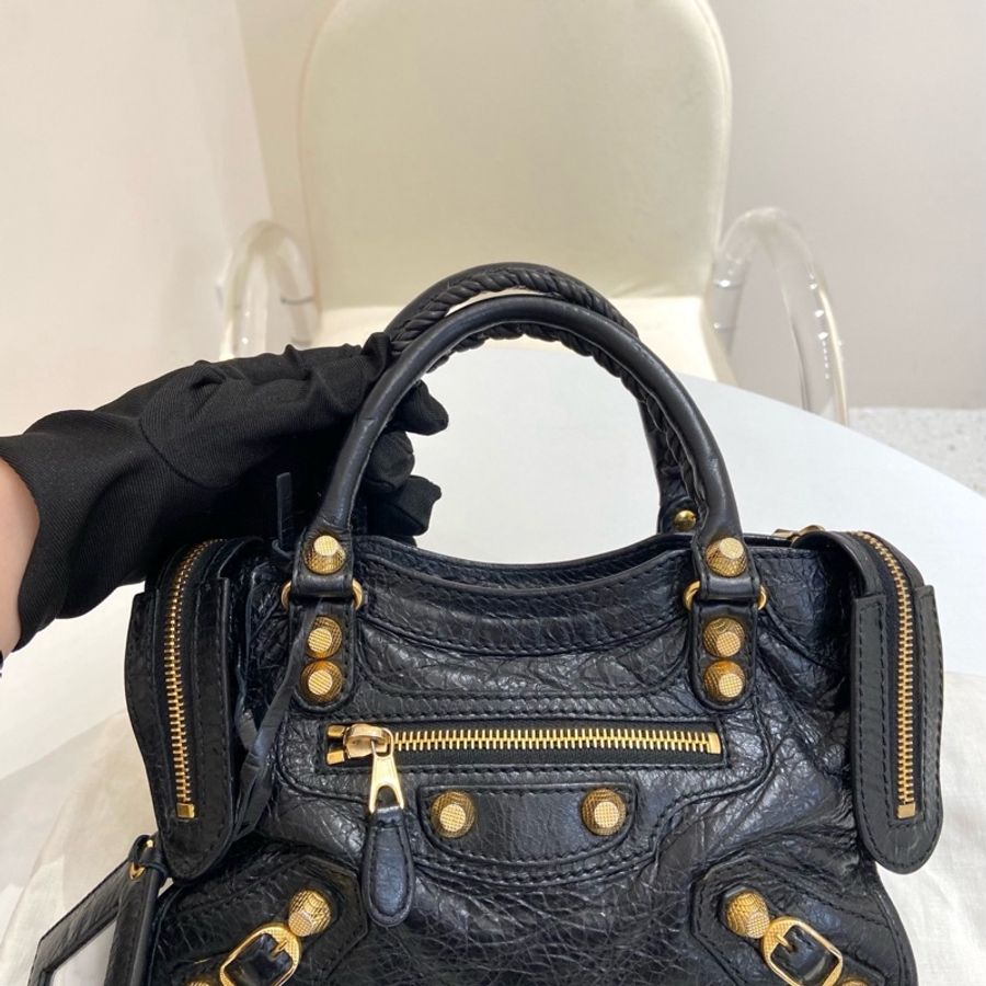 Balenciaga • 巴黎世家黑金City油臘牛皮Mini 機車包-4