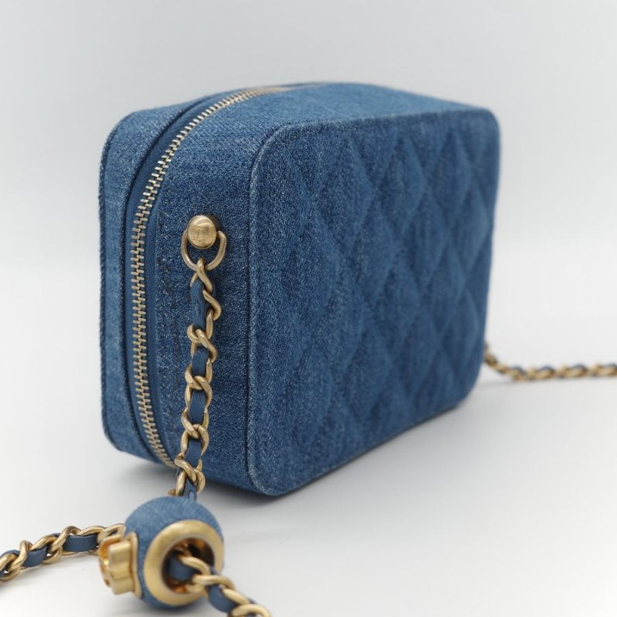 Chanel 香奈兒 牛仔布 金球(調節長短)相機包 斜挎包-6