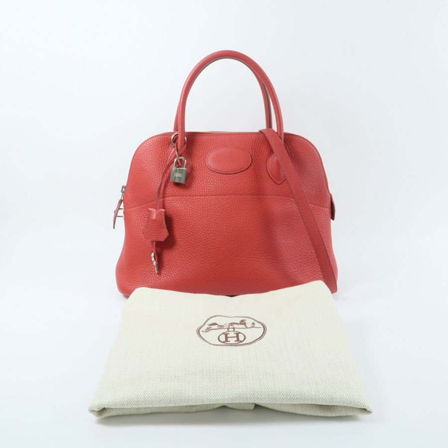 HERMES Clemence皮革Bolide 31手挽肩背兩用袋Rouge Casaque-10