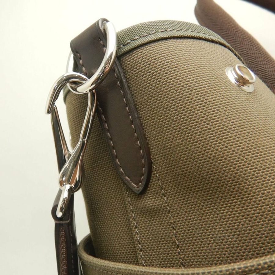 HERMES Sac de Pansage 手提包，帆布，卡其色，女式，253725-8