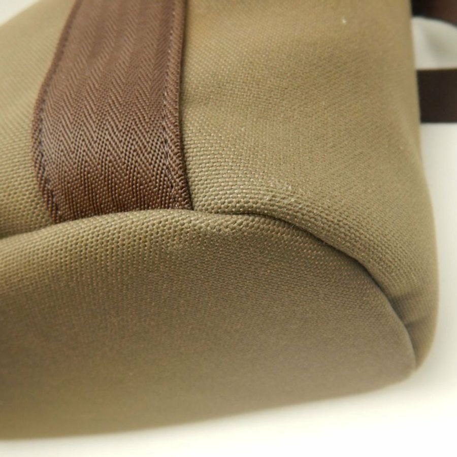 HERMES Sac de Pansage 手提包，帆布，卡其色，女式，253725-11