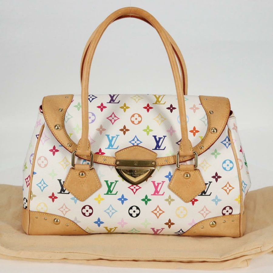【日本直送】路易威登 Monogram Multicolor Beverly GM 手提包 白色 M40201 正品 121429M-11