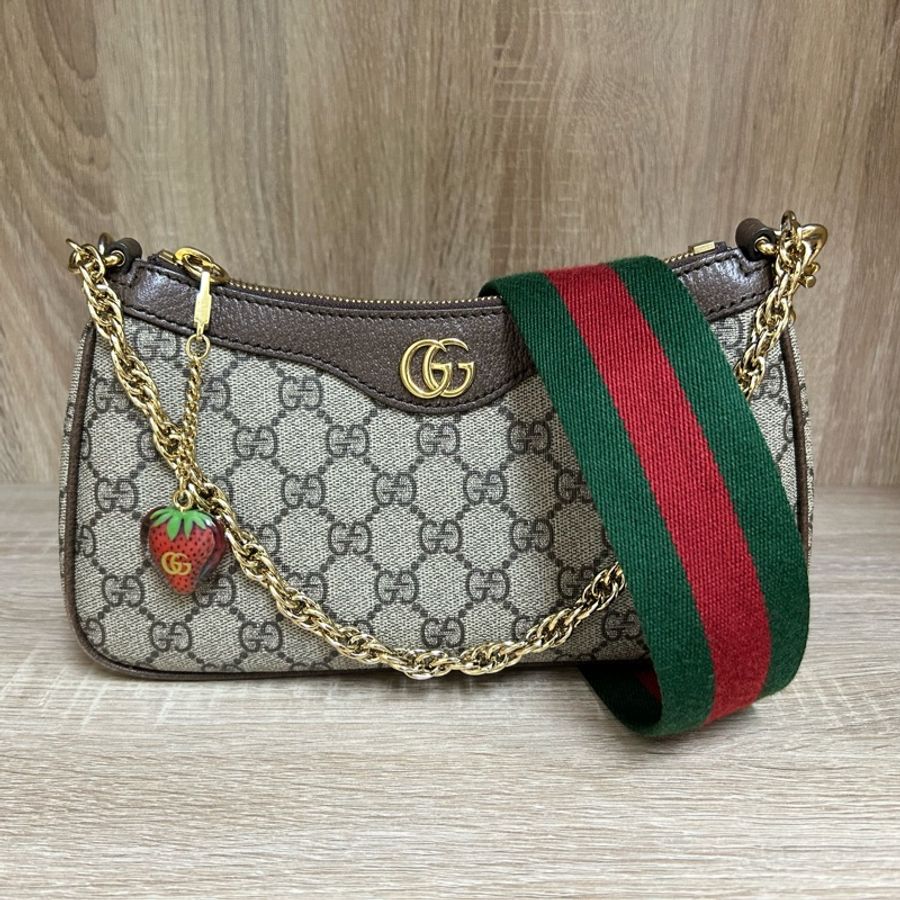 GUCCI草莓包🍓經典織布背帶🌸金鍊草莓包🌸 腋下包-0
