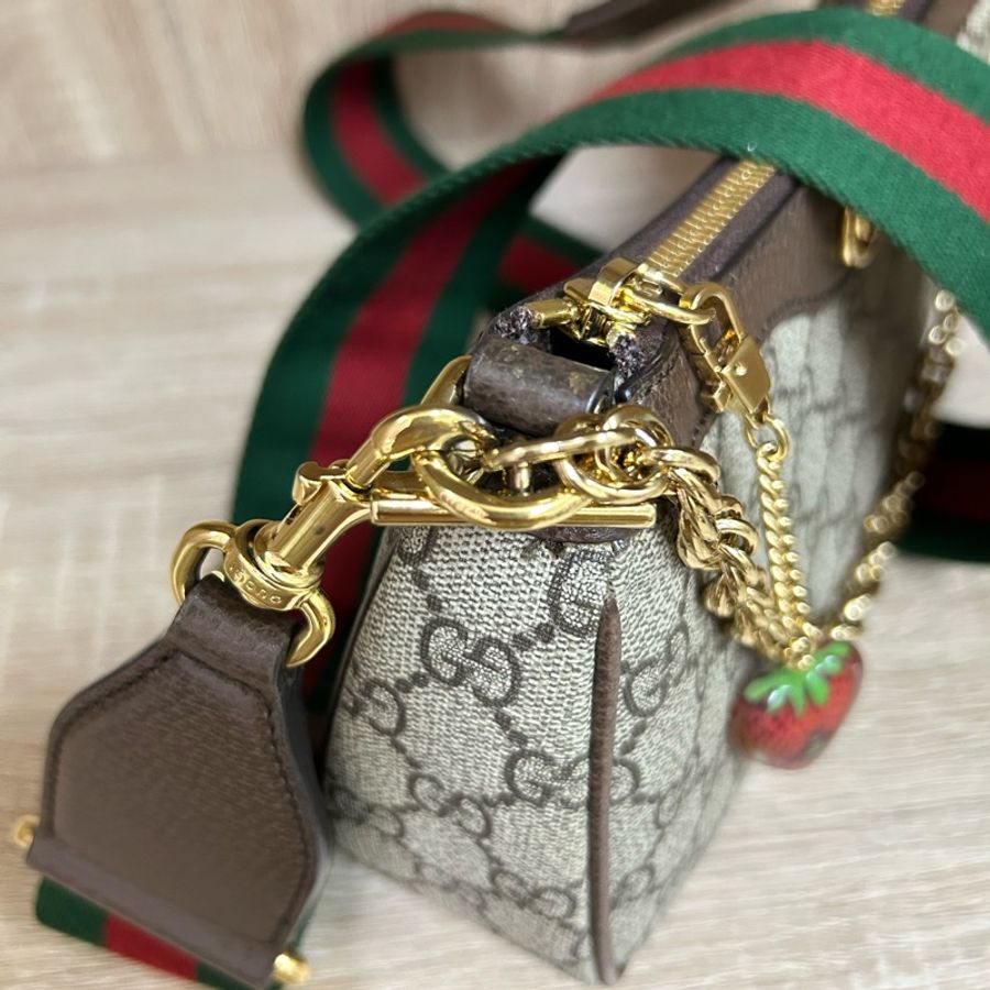 GUCCI草莓包🍓經典織布背帶🌸金鍊草莓包🌸 腋下包-11