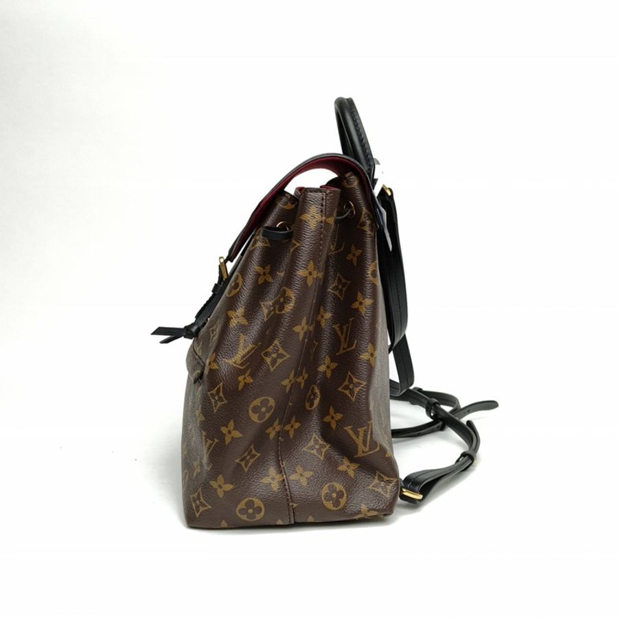 LOUIS VUITTON Montsouris字母Logo掛飾雙肩包小號黑色PVC晶片-1