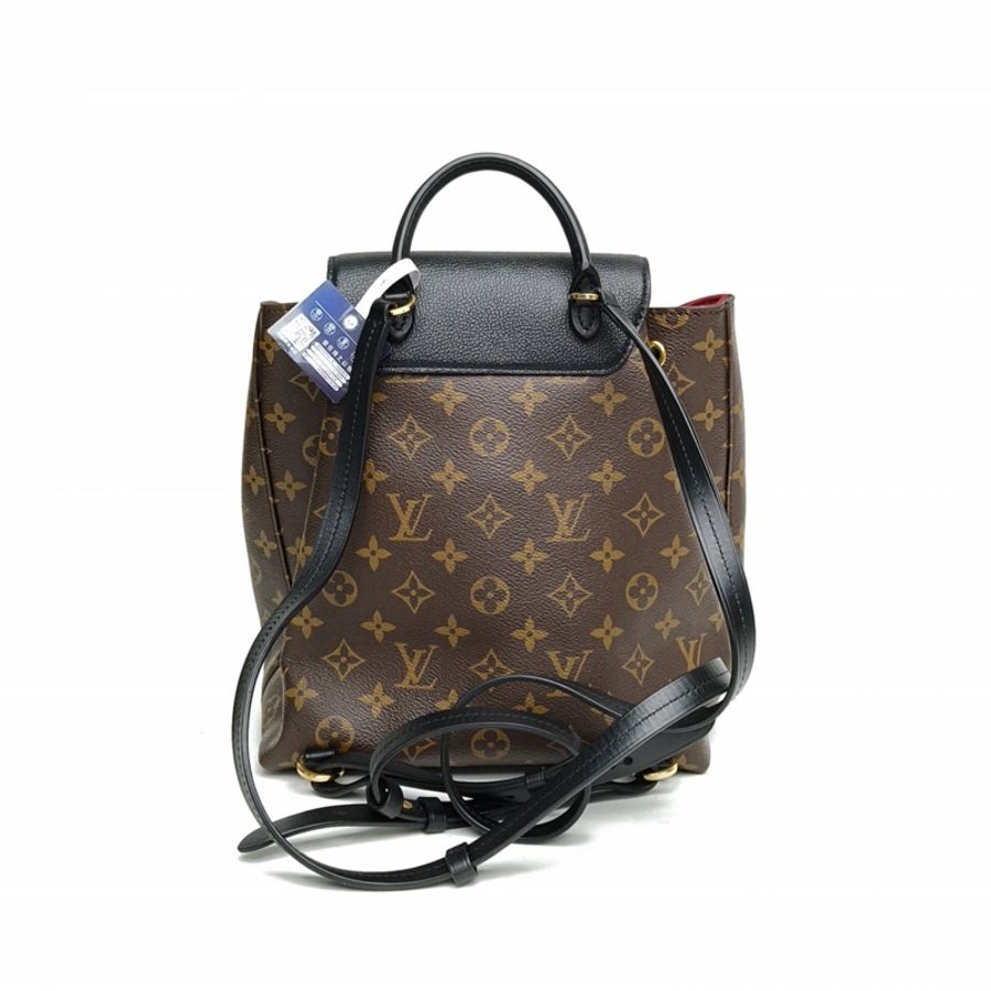 LOUIS VUITTON Montsouris字母Logo掛飾雙肩包小號黑色PVC晶片-2