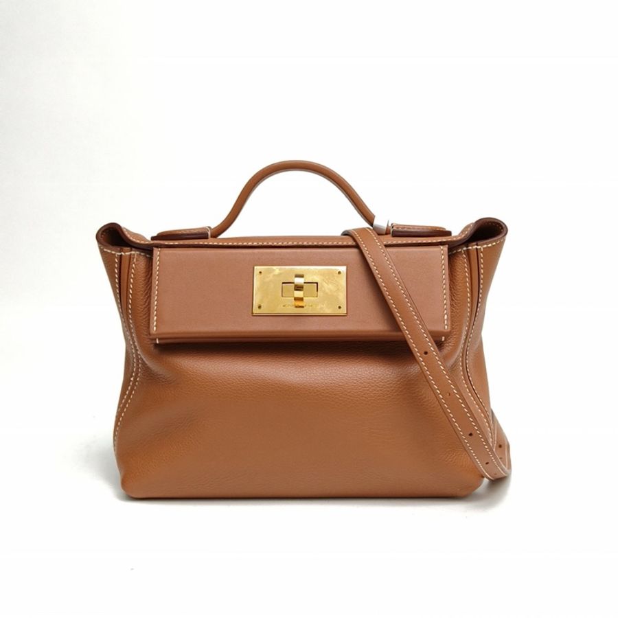 HERMES 2424Mini21金棕色EC皮Y刻金扣-0