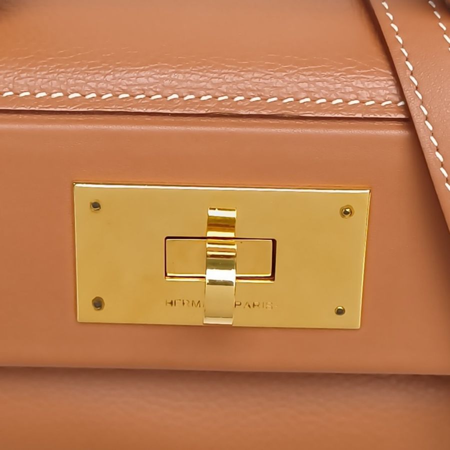 HERMES 2424Mini21金棕色EC皮Y刻金扣-4
