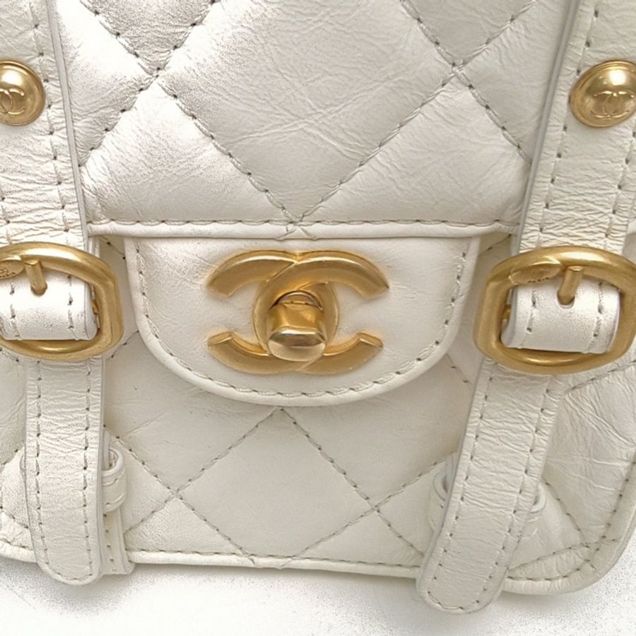 CHANEL CF季節款21秋冬豎版劍橋包白色牛皮晶片開金扣-4