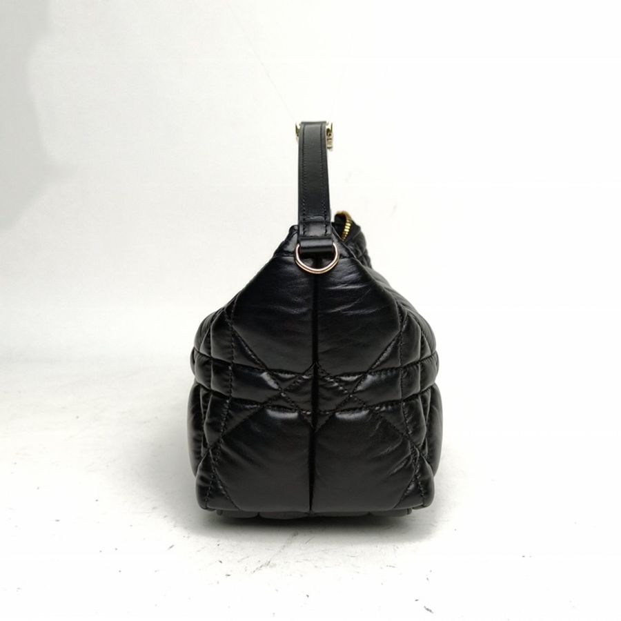 DIOR DiortravelNomad飯盒包中號黑色牛皮金扣藤格紋-1