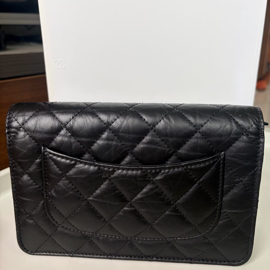 香奈兒Chanel 2.55 經典款黑金WOC(黑色、金釦)晶片款-6