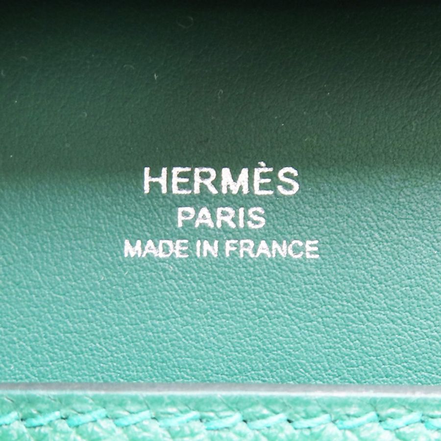 絲絨綠 evercolor牛皮 MiNi Jypsiere W刻 銀釦【HERMES 愛馬仕】 H084047CK-5