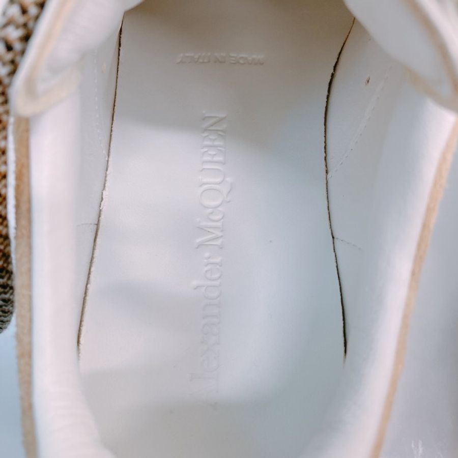 MS0672 Alexander Mcqueen 亞歷山大 麥昆 厚底休閒鞋 牛皮 白色 焦糖色 Oversized Sneakers Size 34.5 Calfskin White X Camel-15