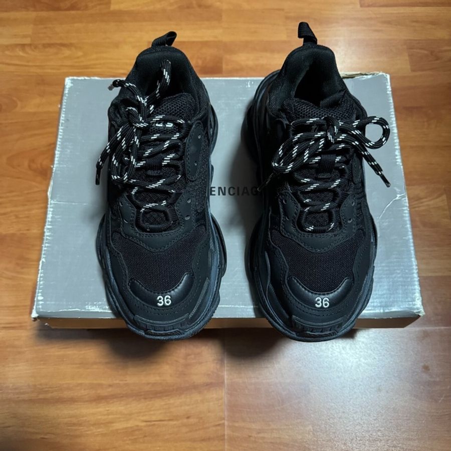 Balenciaga老爹鞋巴黎世家 Triple S 做舊女款 黑色 36碼-2