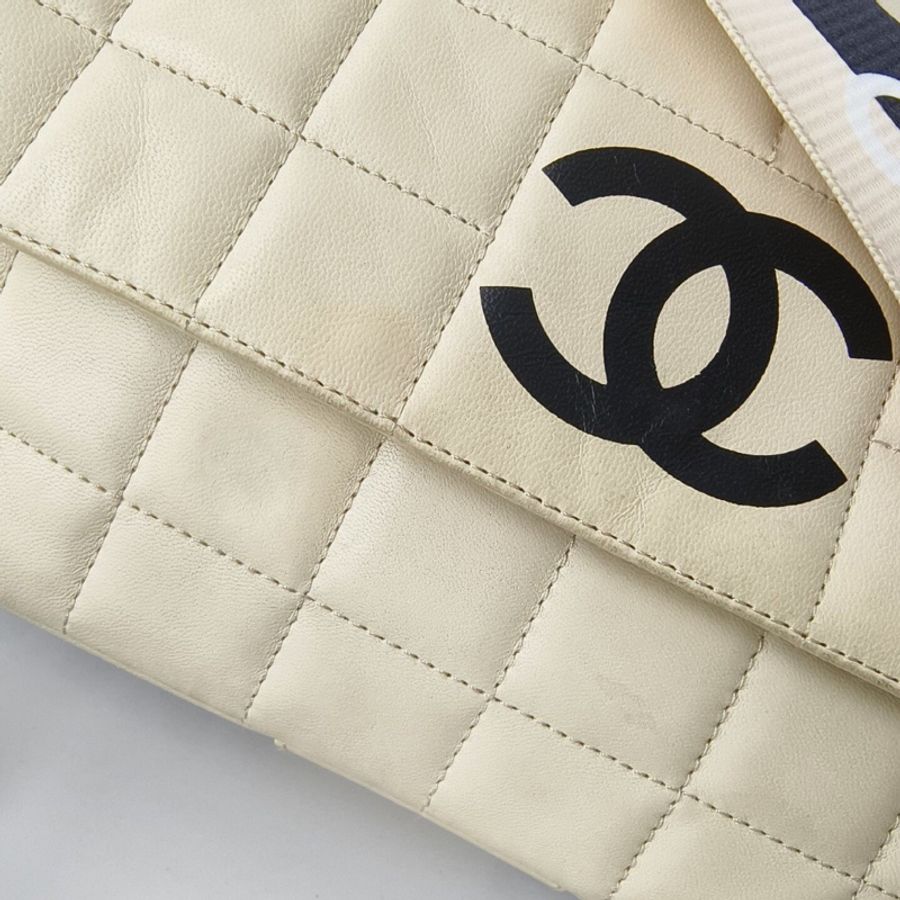 Vintage CHANEL Sports Coco 香奈兒米色冰格運動 CF 復古包｜腋下｜單肩包｜斜背包-1