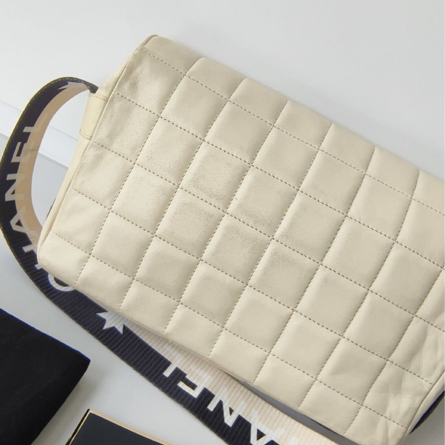 Vintage CHANEL Sports Coco 香奈兒米色冰格運動 CF 復古包｜腋下｜單肩包｜斜背包-3
