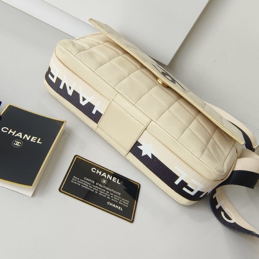 Vintage CHANEL Sports Coco 香奈兒米色冰格運動 CF 復古包｜腋下｜單肩包｜斜背包-4