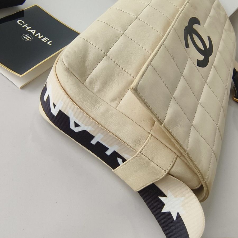 Vintage CHANEL Sports Coco 香奈兒米色冰格運動 CF 復古包｜腋下｜單肩包｜斜背包-6