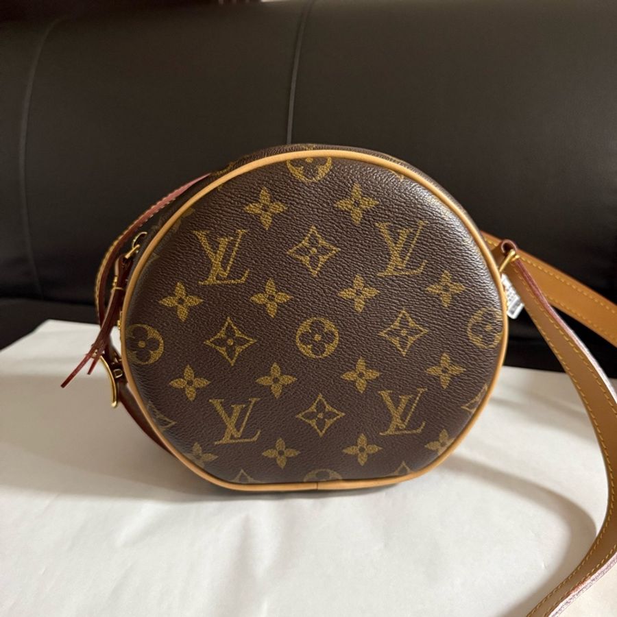 99新 Louis Vuitton路易威登老花小號圓餅包單肩斜挎包 有塵袋芯片款 尺寸:長17cm 寬7cm-0