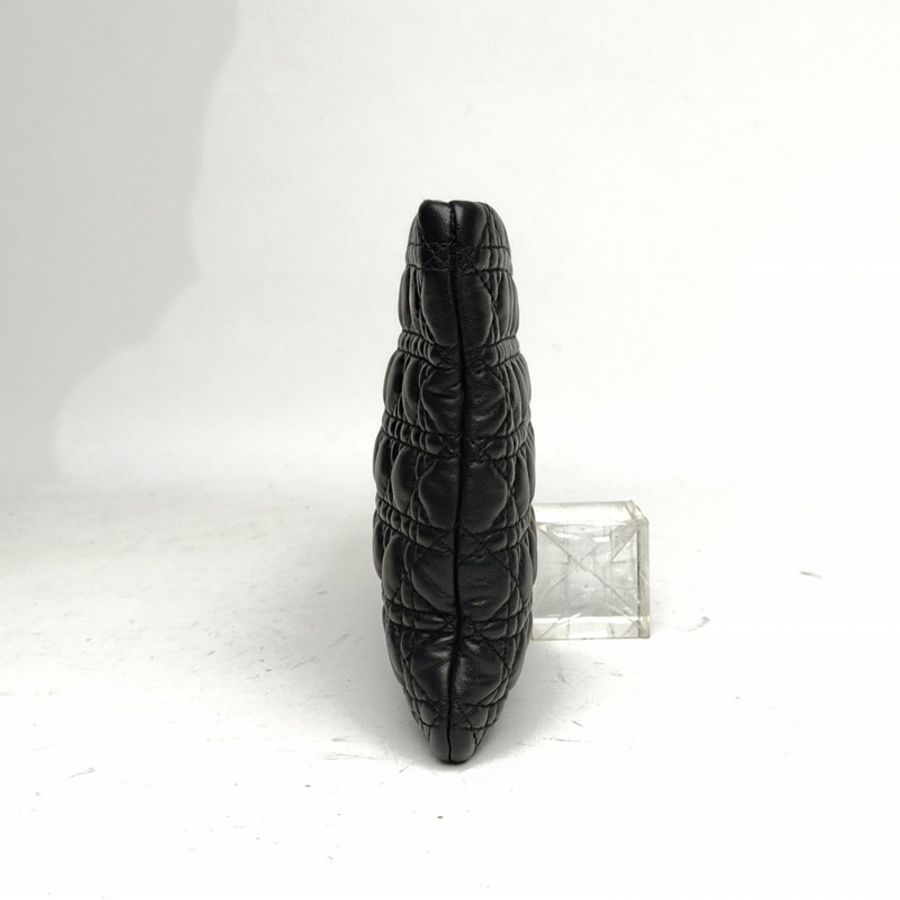 DIOR 黑色羊皮藤格紋手拿包-1