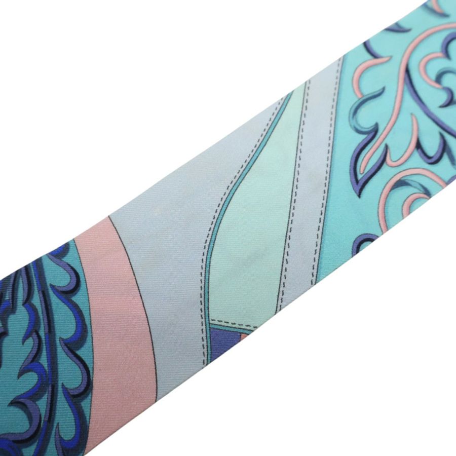 藍色 鎖鏈/花卉 圖案 絲綢 Twilly 絲巾【HERMES 愛馬仕】-9