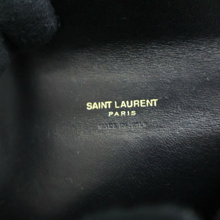 黑色 牛皮 扣式短夾【SAINT LAURENT 聖羅蘭】 692061-6