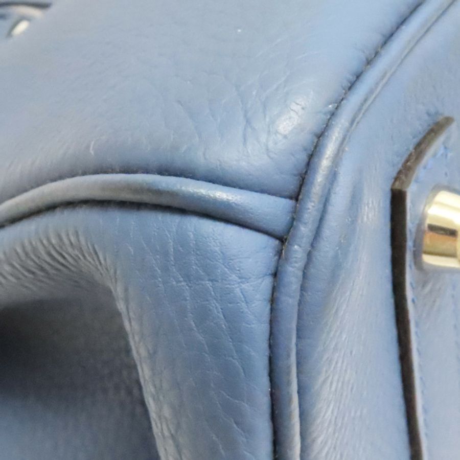 瑪瑙藍色 Togo牛皮 Birkin 30 柏金包 手提包 X刻 銀釦【HERMES 愛馬仕】-11