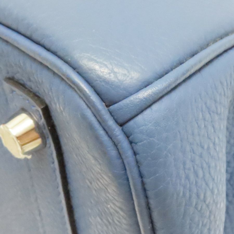 瑪瑙藍色 Togo牛皮 Birkin 30 柏金包 手提包 X刻 銀釦【HERMES 愛馬仕】-14
