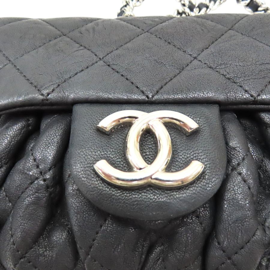 黑色 菱格紋 牛皮 Chain Around Flap 鍊帶 肩背包 無卡【CHANEL 香奈兒】 A49914-5