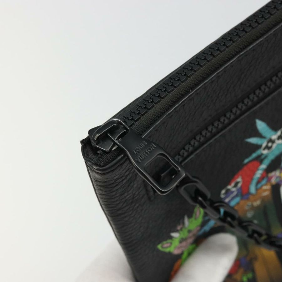 【日本直送】路易威登 Taurillon Clemence LV Friend A4 手拿包 黑色 M80147 正品 YKZ1165SAM-7