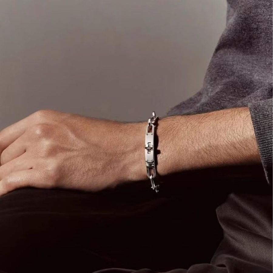 Hermes 925 silver Kelly Chaine bracelet-3
